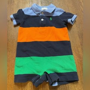 Ralph Lauren Navy, Orange, and Green Striped Romper